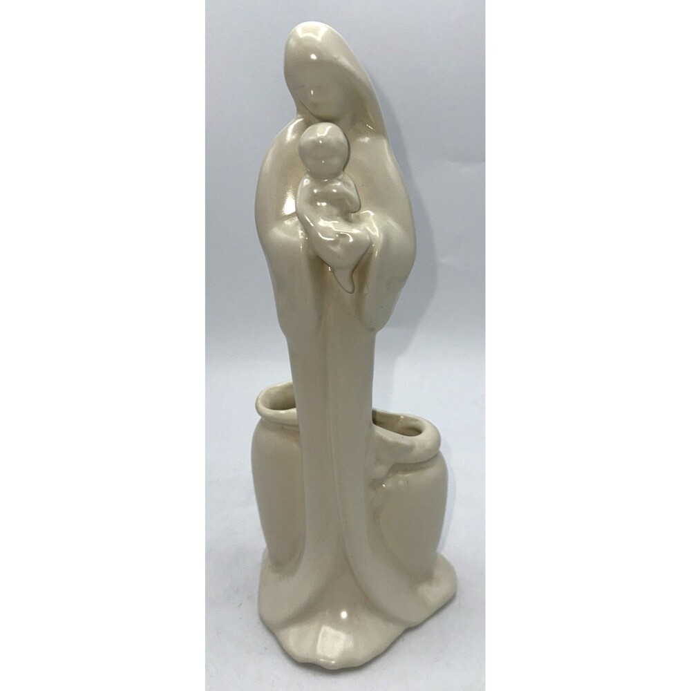 Vintage Haeger (?) Madonna and Baby/Child Ceramic Planter Figurine 11.25” Tall
